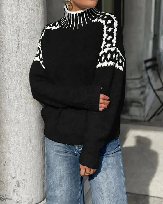 ARVINA – MAGLIONE A COLLO ALTO IN MAGLIA LAVORATA